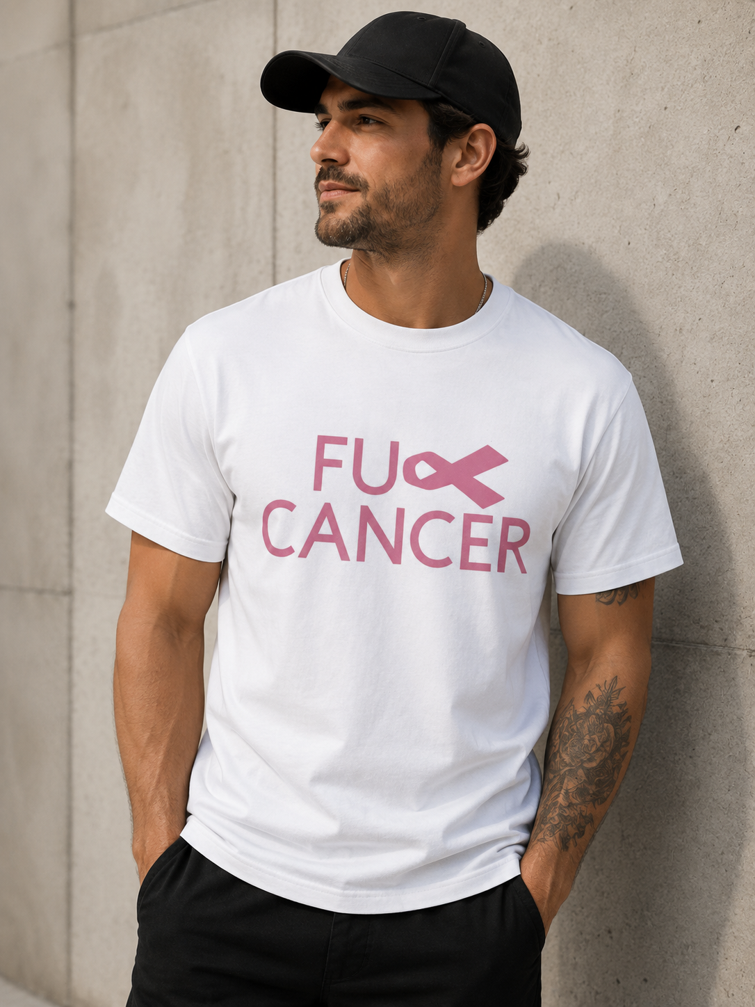 F*ck Cancer Awareness Ribbon Graphic T-Shirt