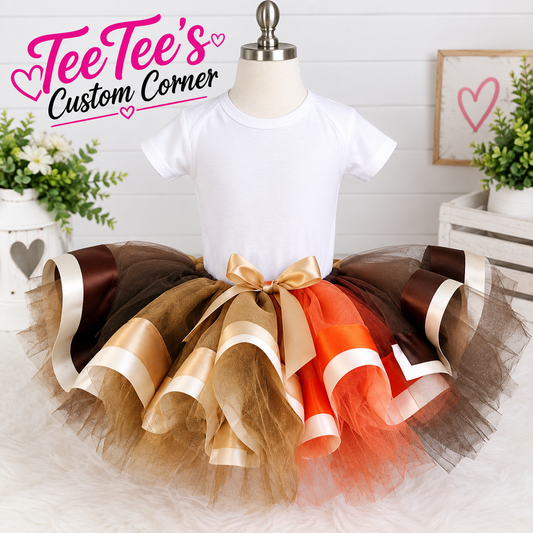 Fall Harvest Tutu Skirt for Girls | Halloween & Autumn Costume Tutu | Burnt Orange Brown Gold