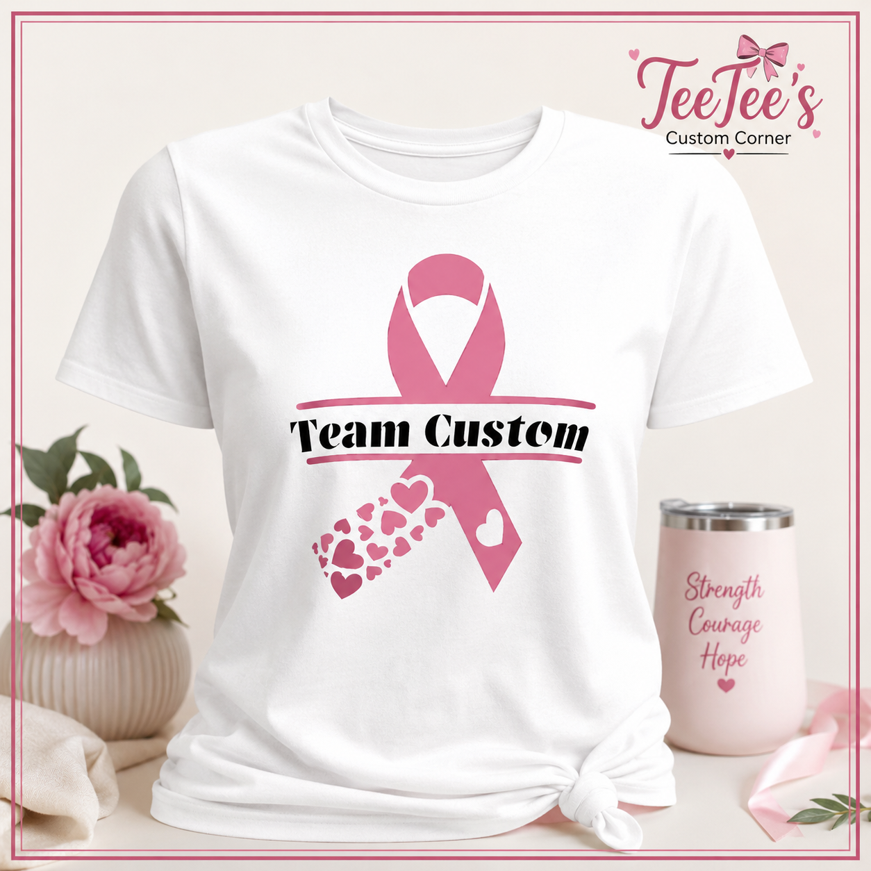 Custom Cancer Awareness Ribbon T-Shirt- Baby/Kids/Adult