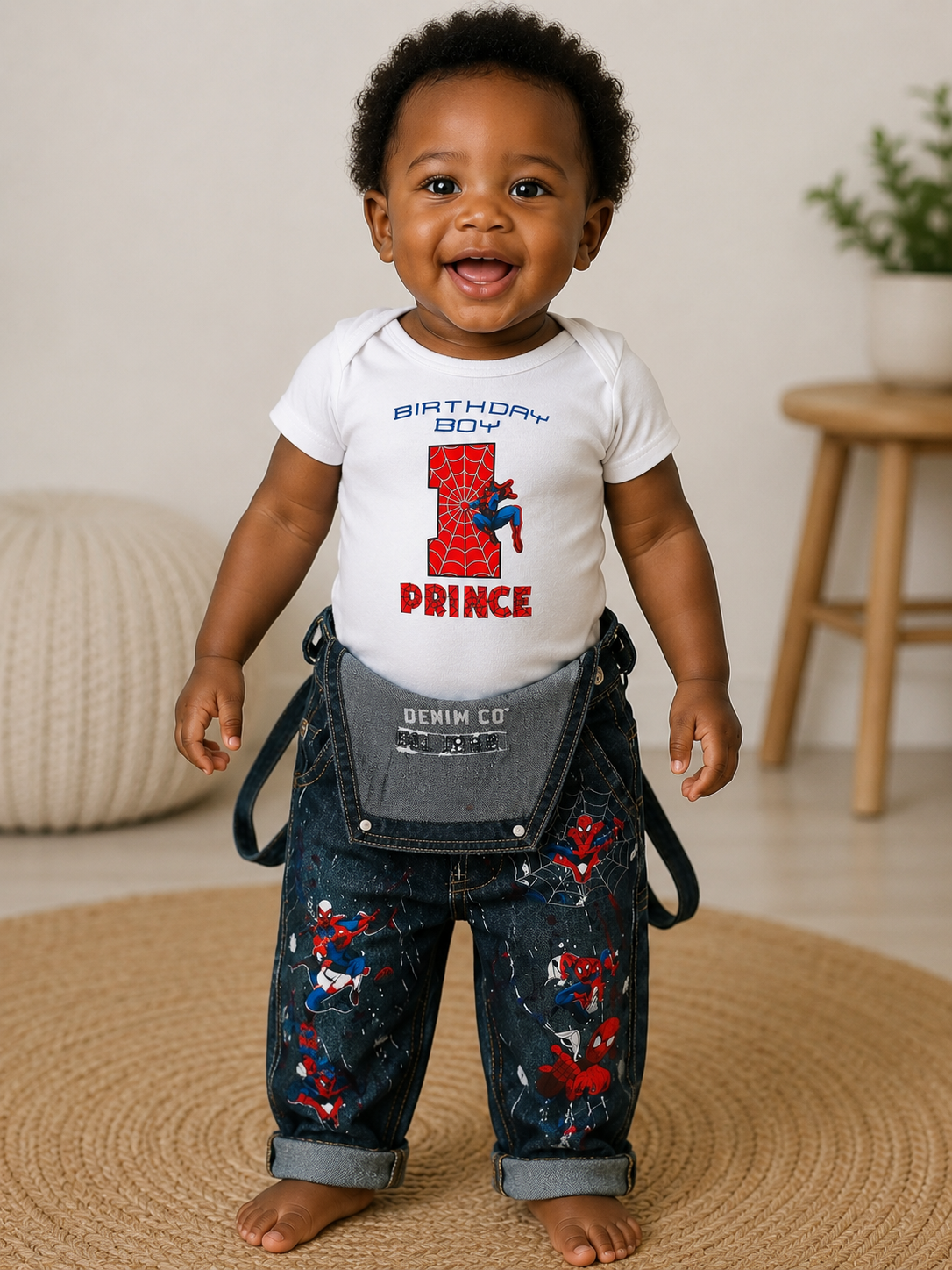Custom Cartoon Character Inspired Denim Overalls & Shirt