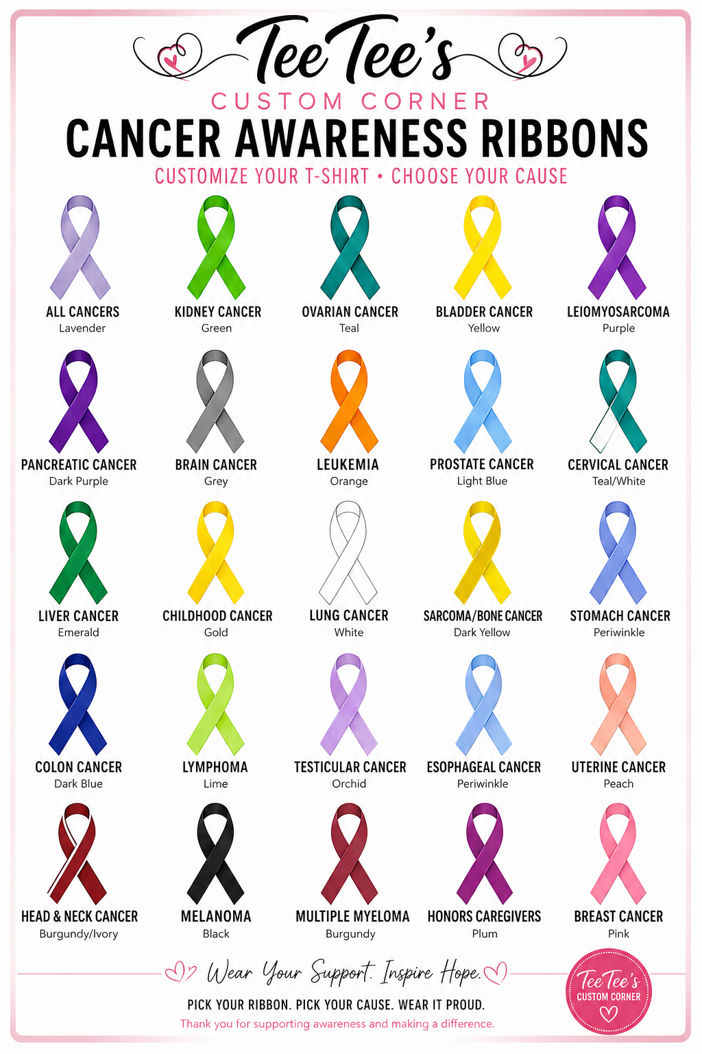 Custom Cancer Awareness Ribbon T-Shirt- Baby/Kids/Adult